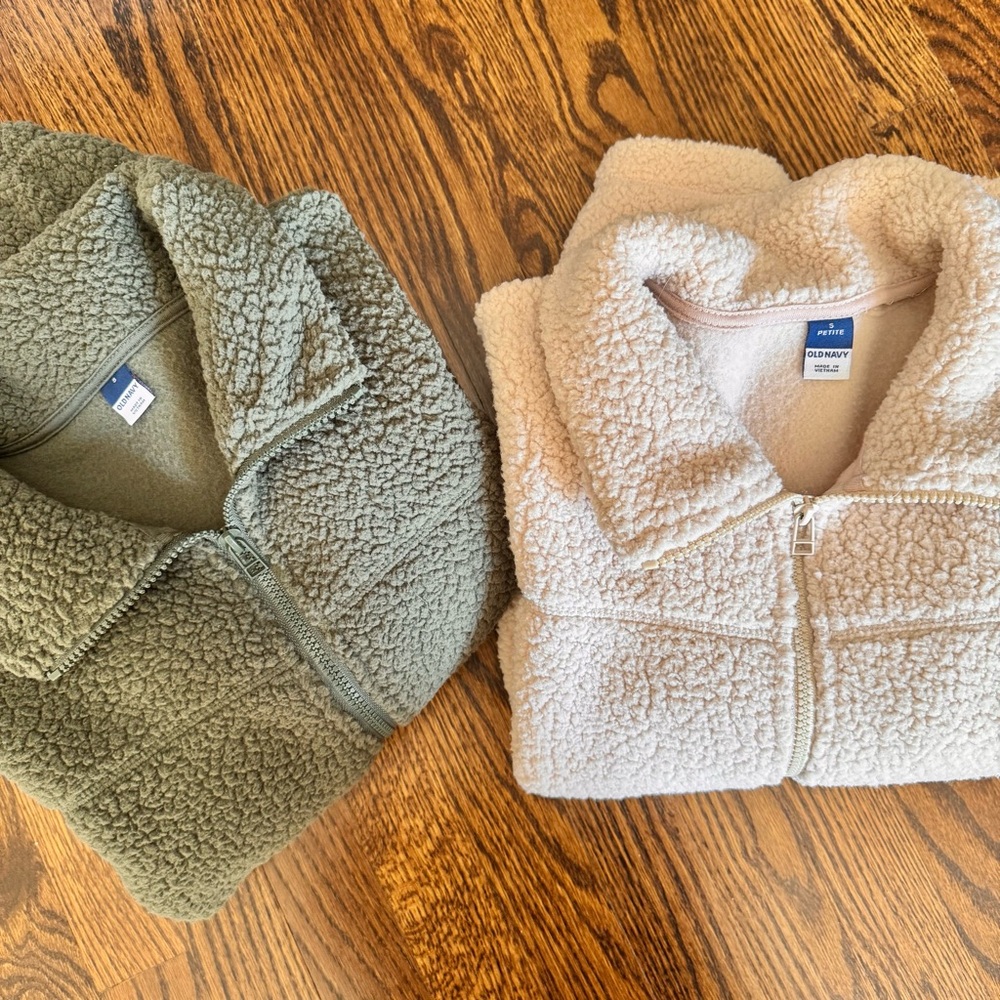 Set of 2 Old Navy Crop Sherpa Zip Up Jackets (Small + Small Petite)